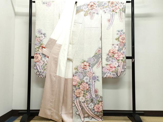 平和屋着物●豪華振袖 総刺繍 駒刺繍 草花文 金彩 正絹 逸品 CAAZ8167vf