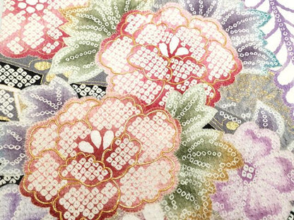 平和屋着物●豪華振袖 総刺繍 駒刺繍 草花文 金彩 正絹 逸品 CAAZ8167vf