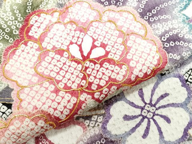 平和屋着物●豪華振袖 総刺繍 駒刺繍 草花文 金彩 正絹 逸品 CAAZ8167vf