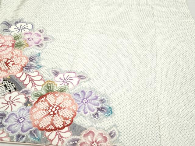 平和屋着物●豪華振袖 総刺繍 駒刺繍 草花文 金彩 正絹 逸品 CAAZ8167vf