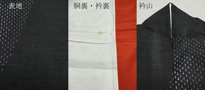 平和屋着物●上質な紬 十字絣 黒地 正絹 逸品 CAAZ8169vf