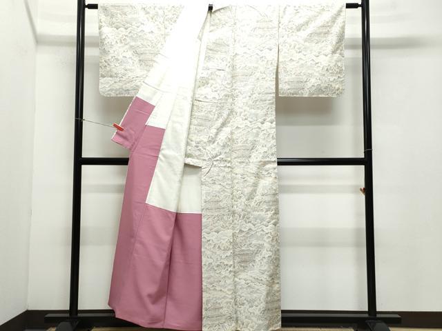 平和屋着物●上質な紬　風景草木文　正絹　逸品　CAAZ8171vf