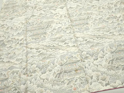 平和屋着物●上質な紬　風景草木文　正絹　逸品　CAAZ8171vf