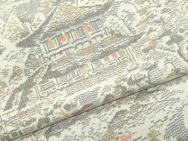 平和屋着物●上質な紬　風景草木文　正絹　逸品　CAAZ8171vf