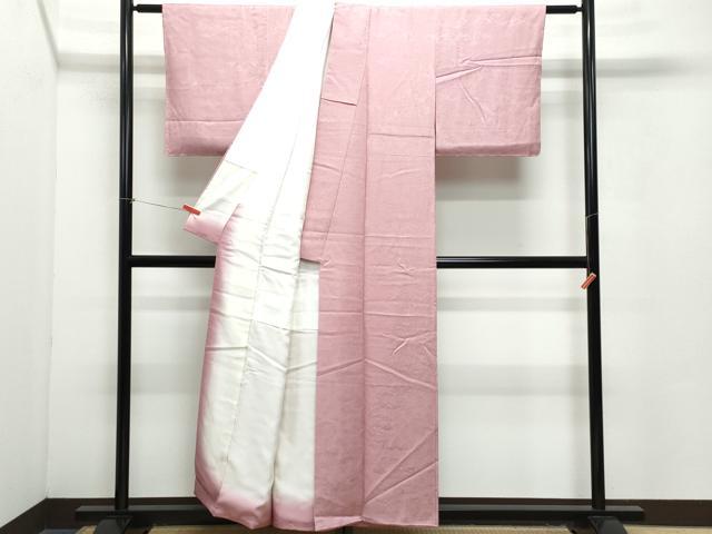 平和屋着物●上質な色無地　草花地紋　桃色　正絹　逸品　CAAZ8187vf