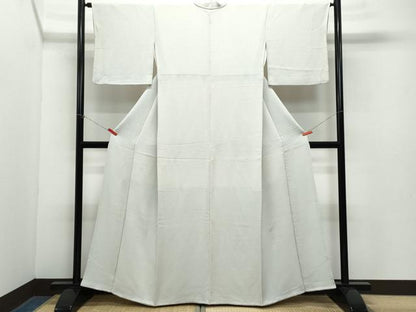 平和屋着物●上質な色無地　利休白茶色　鬼しぼ縮緬　正絹　逸品　CAAZ8188vf