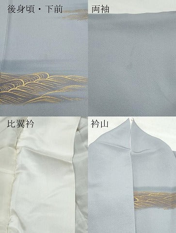 平和屋着物●訪問着　駒刺繍　立波文　金彩　正絹　逸品　CAAZ8190vf
