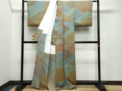 平和屋着物●上質な小紋　切嵌文様　草花地紋　正絹　逸品　CAAZ8191vf
