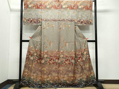 平和屋着物●訪問着 花鳥唐草文 金彩 正絹 逸品 CAAZ8199vf