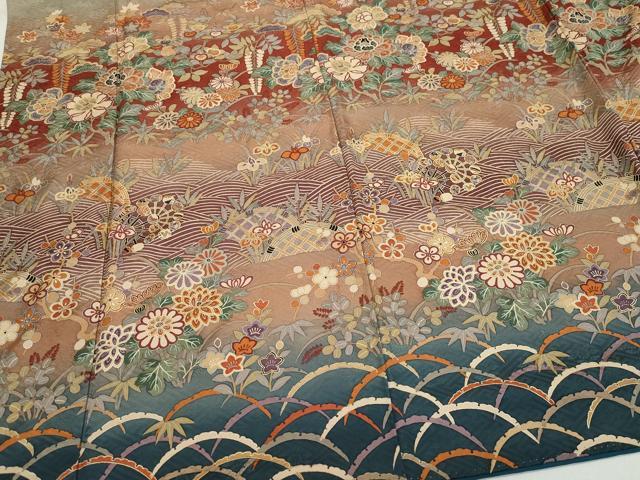 平和屋着物●訪問着 花鳥唐草文 金彩 正絹 逸品 CAAZ8199vf