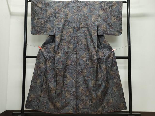 平和屋着物●本場大島紬　9マルキ　吉祥花文　正絹　逸品　CAAZ8203vf