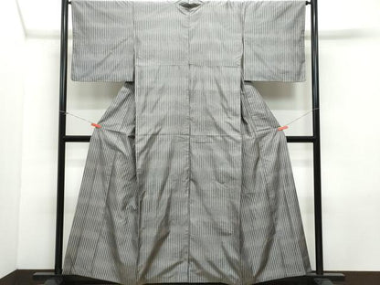 平和屋着物●上質な紬　縞　正絹　逸品　CAAZ8207vf