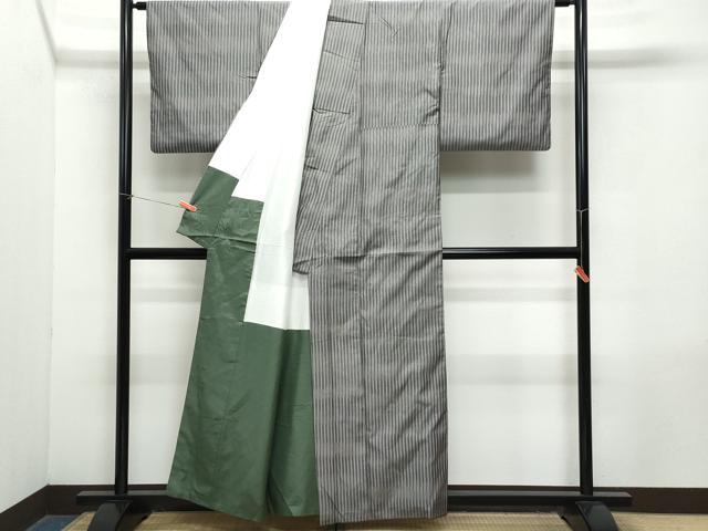 平和屋着物●上質な紬　縞　正絹　逸品　CAAZ8207vf