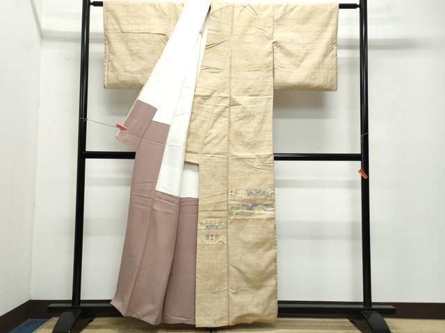 平和屋着物○訪問着 小千谷紬 吉祥花文 正絹 逸品 CAAZ8211vf