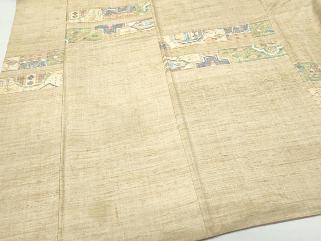 平和屋着物▽訪問着　単衣　小千谷紬地　吉祥花文　正絹　逸品　AAAZ0962jh 平和屋着物○訪問着 小千谷紬 吉祥花文 正絹 逸品 CAAZ8211vf
