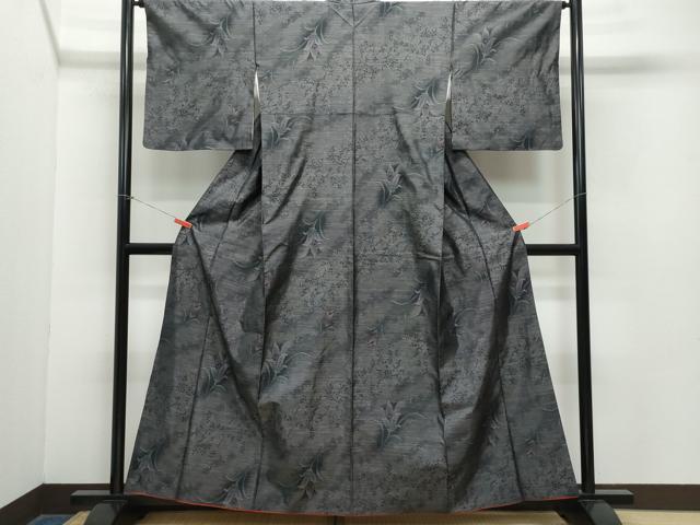 平和屋着物●本場大島紬　草花文　正絹　逸品　CAAZ8217vf
