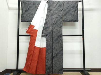 平和屋着物●本場大島紬　草花文　正絹　逸品　CAAZ8217vf