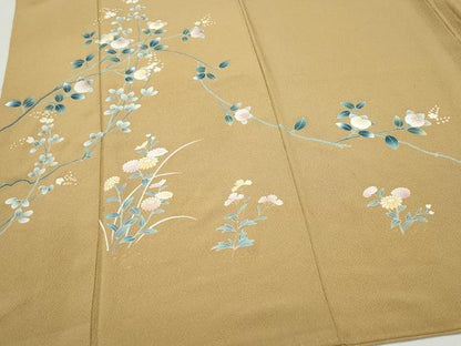 平和屋着物●訪問着　枝花文　金彩　鬼しぼ縮緬　正絹　逸品　CAAZ8219vf