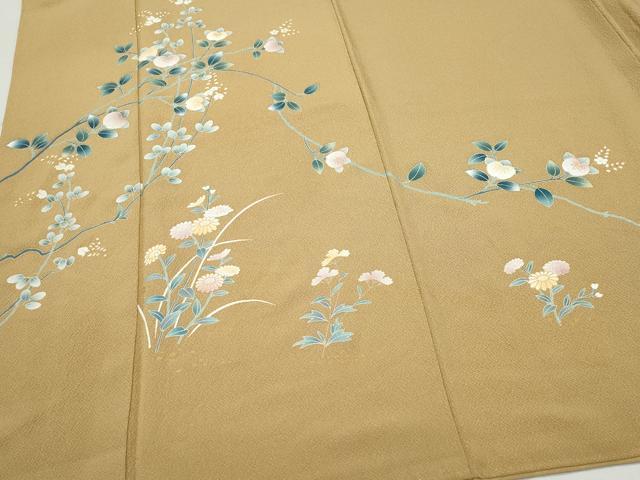 平和屋着物●訪問着　枝花文　金彩　鬼しぼ縮緬　正絹　逸品　CAAZ8219vf