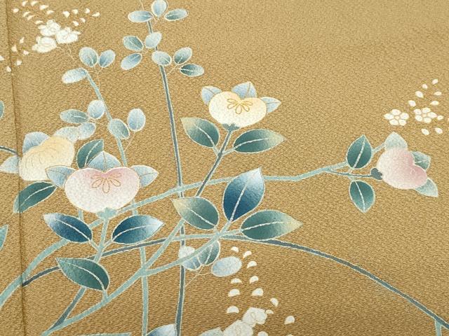 平和屋着物●訪問着　枝花文　金彩　鬼しぼ縮緬　正絹　逸品　CAAZ8219vf