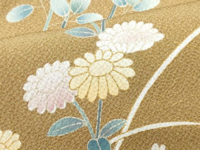 平和屋着物●訪問着　枝花文　金彩　鬼しぼ縮緬　正絹　逸品　CAAZ8219vf