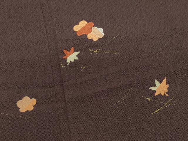 平和屋着物●訪問着　刺繍　溢れ松葉楓花文　金彩　鬼しぼ縮緬　正絹　逸品　CAAZ8220vf