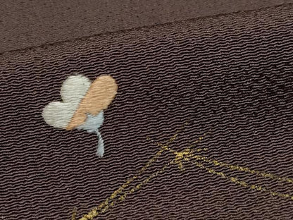 平和屋着物●訪問着　刺繍　溢れ松葉楓花文　金彩　鬼しぼ縮緬　正絹　逸品　CAAZ8220vf