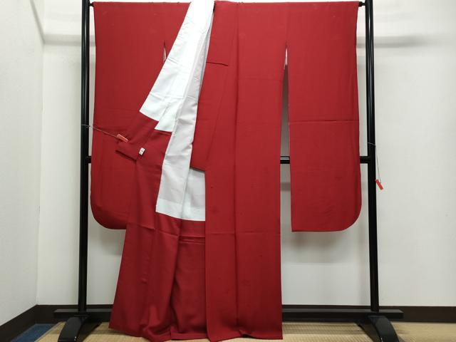 平和屋着物●豪華振袖・長襦袢セット 草花地紋 赤色×柑子色 京都きもの友禅扱い 正絹 逸品 CAAZ8258vf