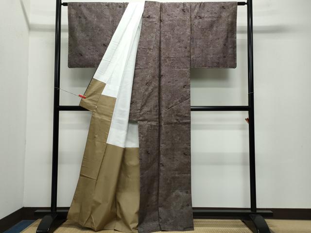 平和屋着物○本場大島紬 9マルキ 泥染め 草花文 久野織物謹製 さが美