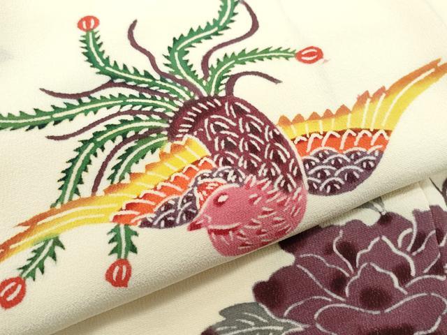 平和屋着物●豪華黒留袖　型染め　鳳凰草花文　正絹　逸品　CAAZ8269vf