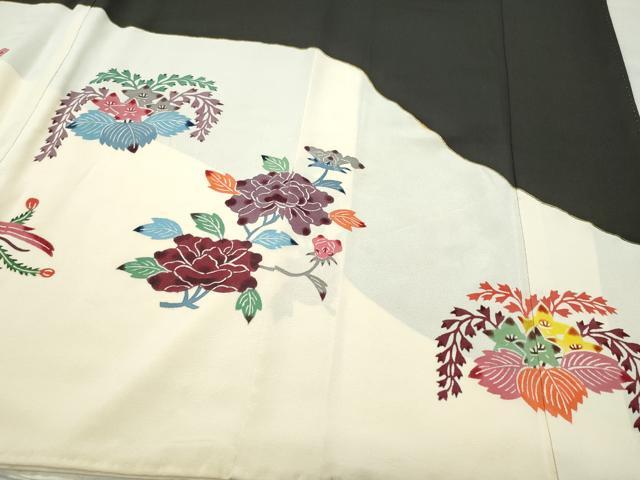 平和屋着物●豪華黒留袖　型染め　鳳凰草花文　正絹　逸品　CAAZ8269vf