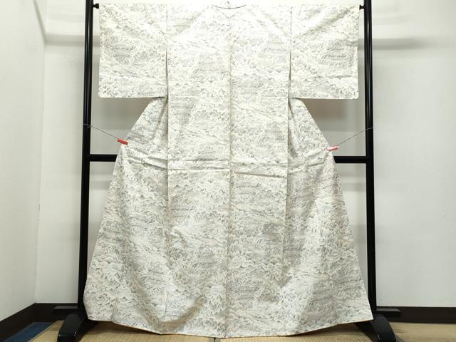 平和屋着物●上質な紬　風景草木文　正絹　逸品　CAAZ8273vf
