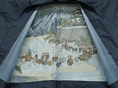平和屋着物●男性 本場大島紬 アンサンブル 80亀甲 総詰め 正絹 逸品 CAAZ8282vf