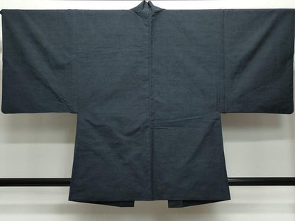 平和屋着物●男性　紬　アンサンブル　藍鉄色　正絹　逸品　CAAZ8284vf