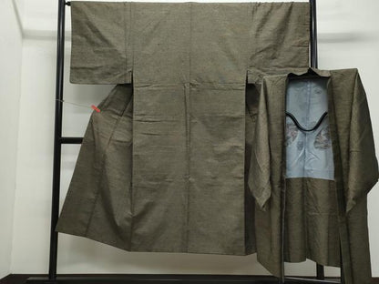 平和屋着物●男性 紬 アンサンブル 網代織 正絹 逸品 CAAZ8285vf