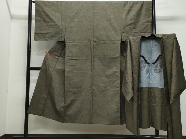 平和屋着物●男性 紬 アンサンブル 網代織 正絹 逸品 CAAZ8285vf