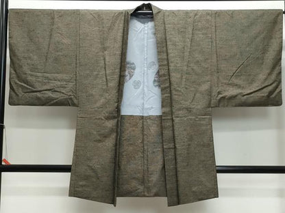 平和屋着物●男性 紬 アンサンブル 網代織 正絹 逸品 CAAZ8285vf