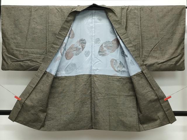 平和屋着物●男性 紬 アンサンブル 網代織 正絹 逸品 CAAZ8285vf
