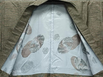 平和屋着物●男性 紬 アンサンブル 網代織 正絹 逸品 CAAZ8285vf