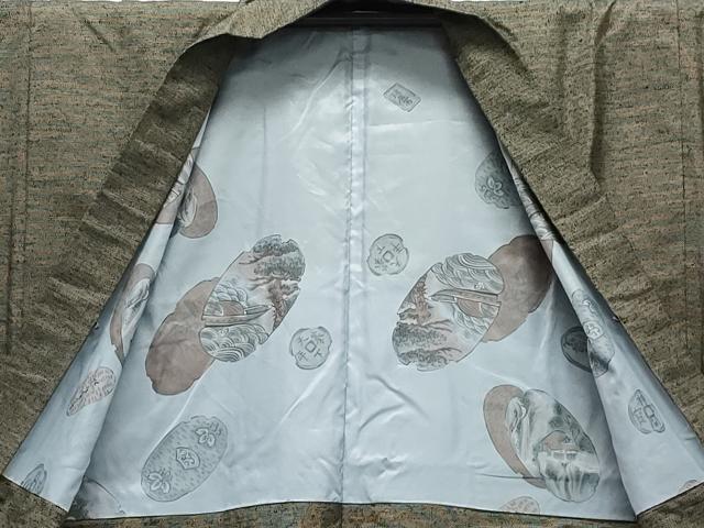 平和屋着物●男性 紬 アンサンブル 網代織 正絹 逸品 CAAZ8285vf