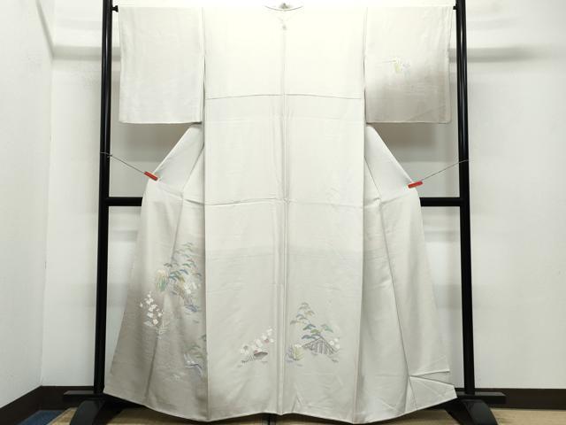 平和屋着物●訪問着 友禅 流水渡り橋草花文 暈し染め 正絹 逸品 CAAZ8286vf