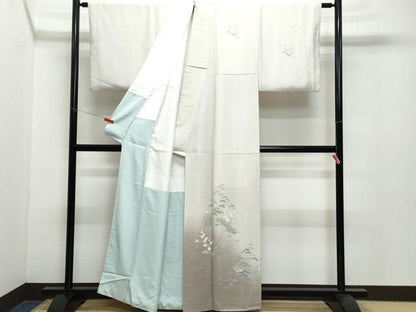 平和屋着物●訪問着 友禅 流水渡り橋草花文 暈し染め 正絹 逸品 CAAZ8286vf