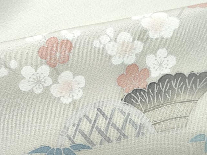平和屋着物●訪問着 友禅 流水渡り橋草花文 暈し染め 正絹 逸品 CAAZ8286vf
