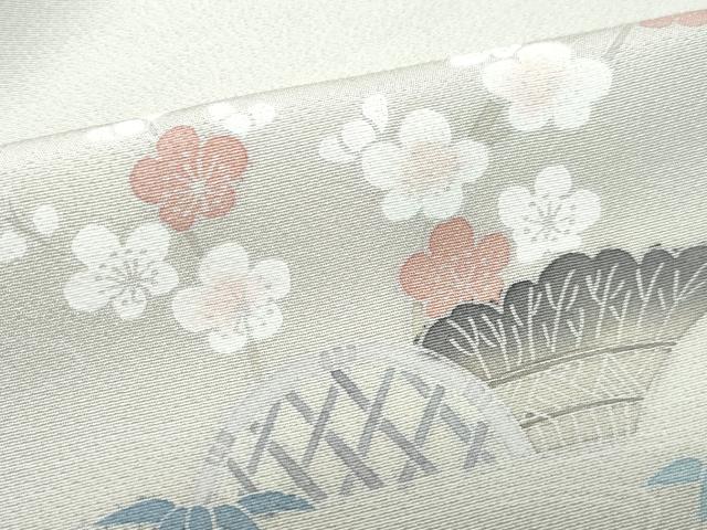 平和屋着物●訪問着 友禅 流水渡り橋草花文 暈し染め 正絹 逸品 CAAZ8286vf