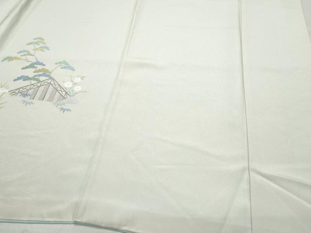 平和屋着物●訪問着 友禅 流水渡り橋草花文 暈し染め 正絹 逸品 CAAZ8286vf