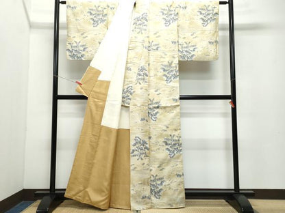 平和屋着物●本場結城玉紬 80亀甲 結織苑 草木文 証紙・保証書付き 正絹 逸品 CAAZ8294vf