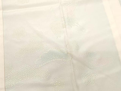 平和屋着物●長襦袢　無双仕立て　飛鶴松梅文　金彩　正絹　逸品　CAAZ8323vf