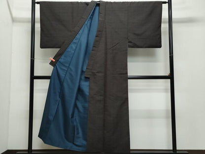 平和屋着物●男性　紬　アンサンブル　格子　赤墨色　正絹　逸品　CAAZ8331vf