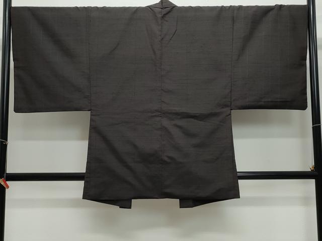平和屋着物●男性　紬　アンサンブル　格子　赤墨色　正絹　逸品　CAAZ8331vf