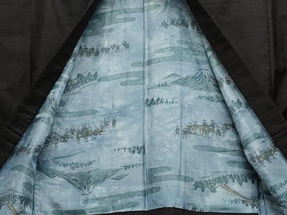 平和屋着物●男性　紬　アンサンブル　格子　赤墨色　正絹　逸品　CAAZ8331vf